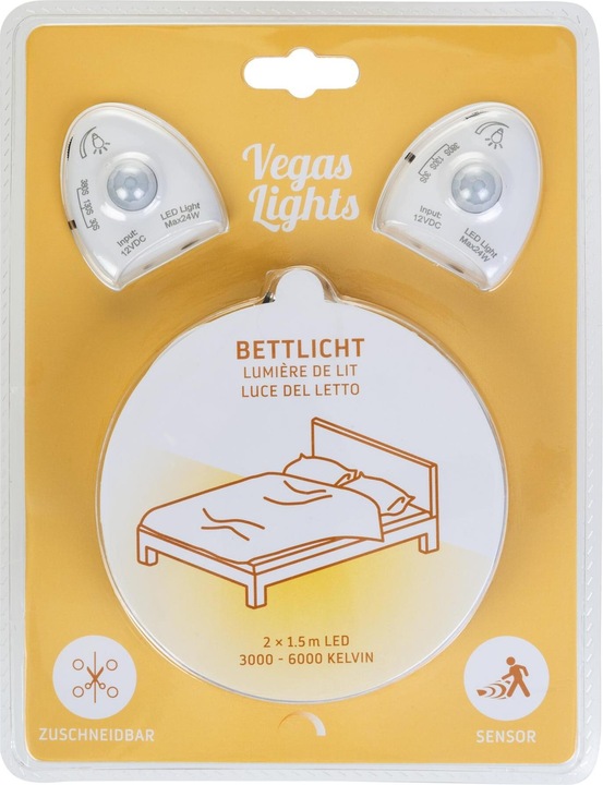 Immagine prodotto Vegas Lights Illuminazione del letto a strisce LED, set di 2 (Bianco caldo, 150 cm, Interno)
