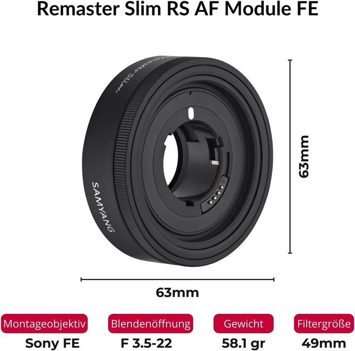 Immagine prodotto Samyang RS AF 21mm F3.5 I 28mm F3.5 I 32mm F2.8 Sony E-mount (Sony E, Full frame)