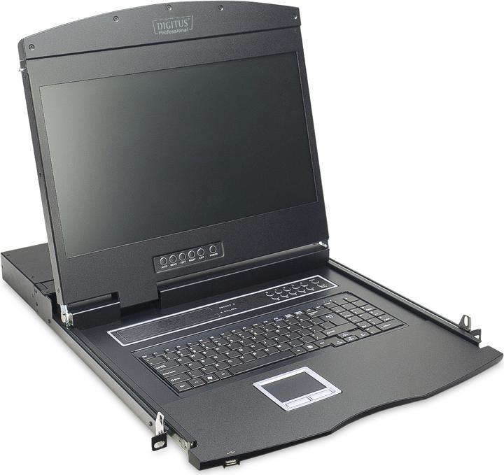 Digitus Modulare Konsole mit 19" TFT (48,3cm), 16-Port KVM & Touchpad, spanischer Tastatur