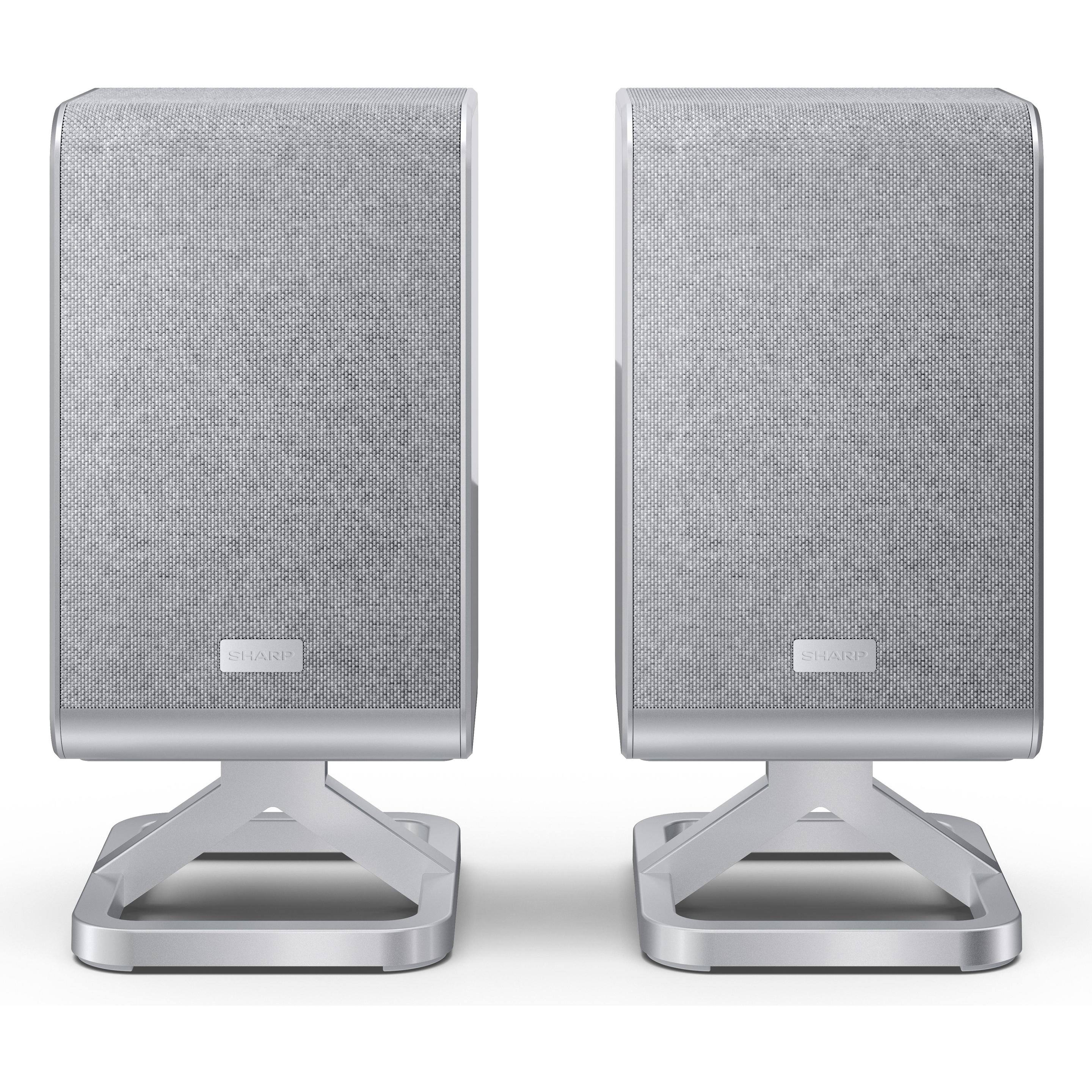 Sharp Speakers HT-SPR52021(SL) Q Soundbar 2.0.2 Wireless Rear Surround Speakers, Silver (200 W, 2.0.2 Canale), Soundbar, Argento