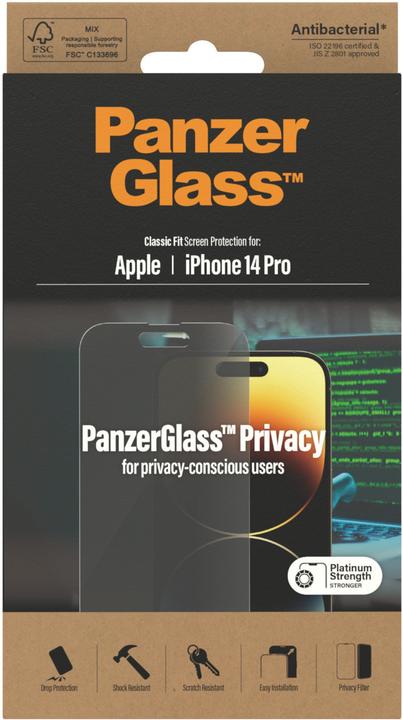 Produktbild PanzerGlass Classic Fit Privacy (1 Stk., Apple iPhone 14 Pro)