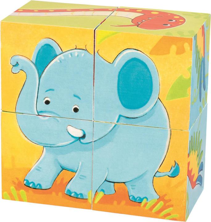 Goki Wilde dieren kubus puzzel (4 onderdelen)