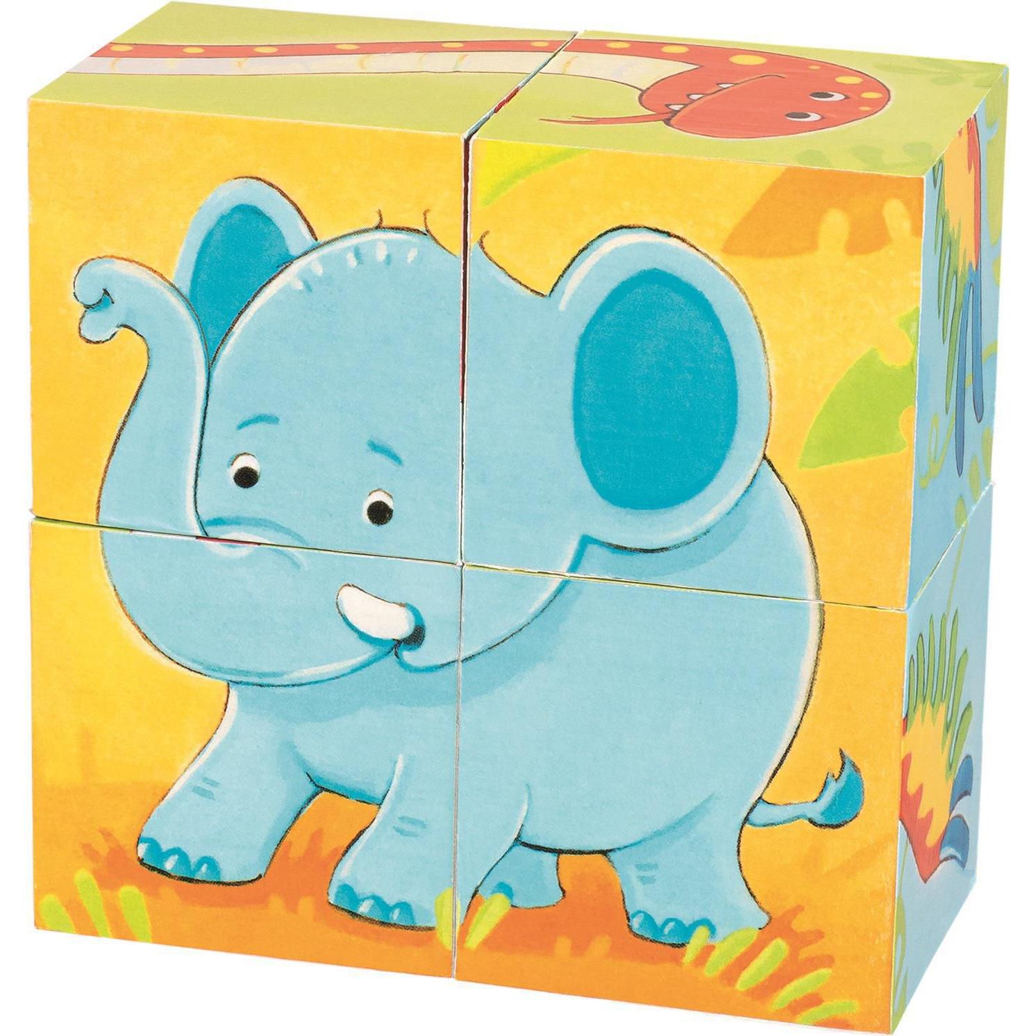 Goki Würfelpuzzle Wilde Tiere (4 Teile)