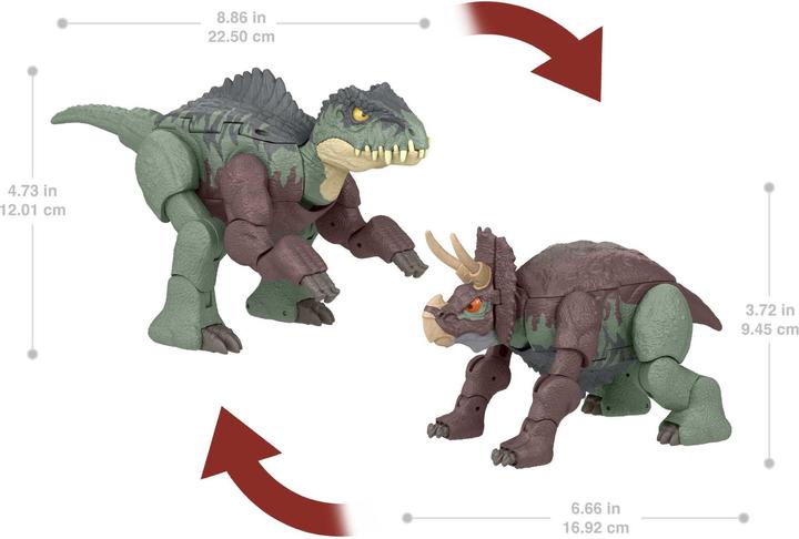 Actual product image Jurassic World FIERCE CHANGERS™ MASSIVE STRETCH™ Giganotosaurus & Nasutoceratops