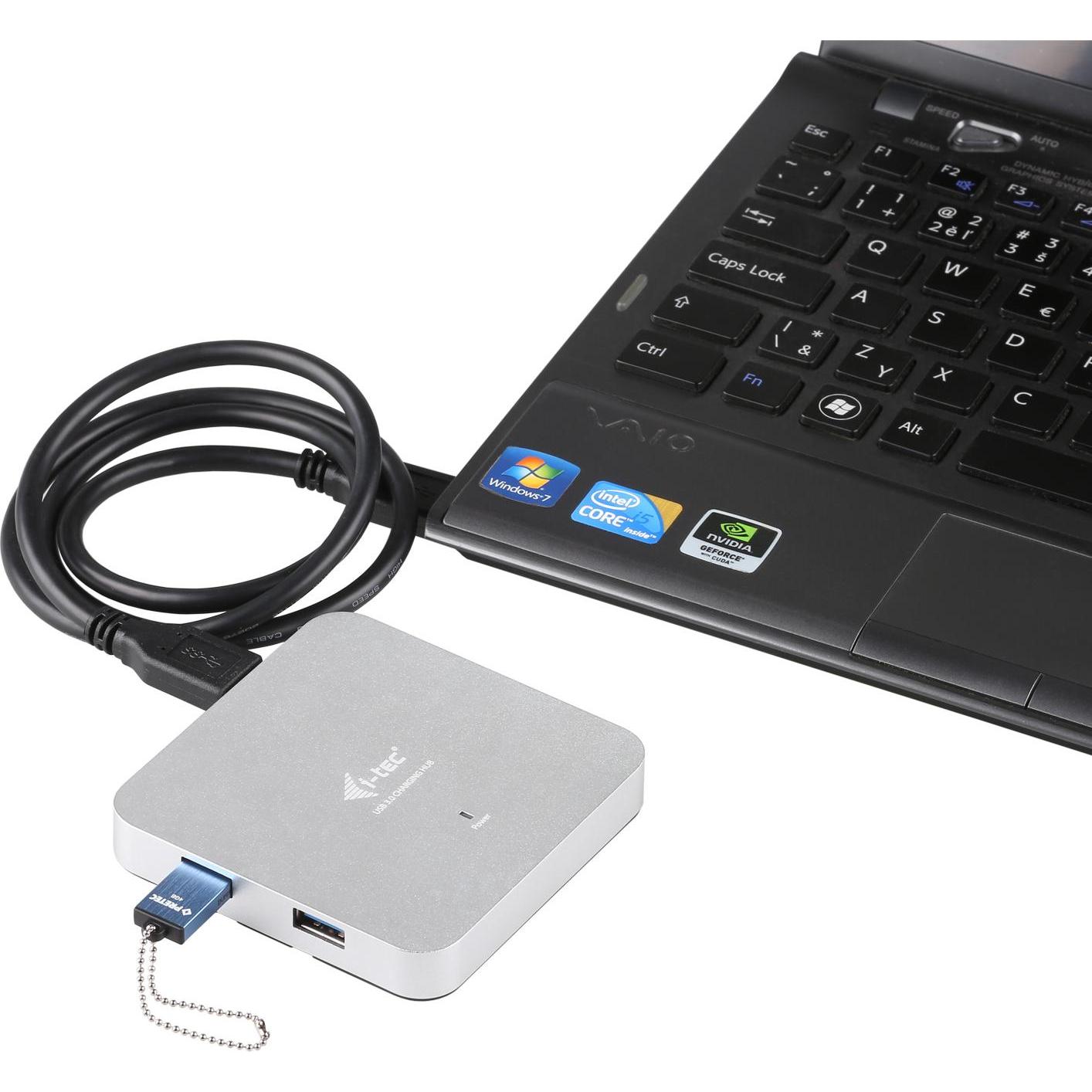 Thumbnail - i-tec U3HUBMETAL4 (USB-A, 4 Ports), Dockingstation + USB Hub, Silber