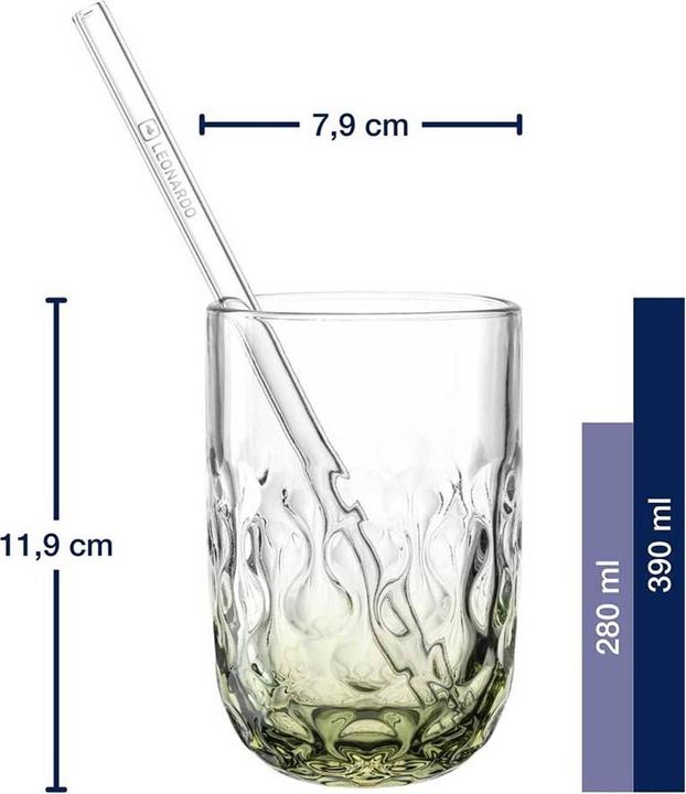 Leonardo Gocce Matcha Latte Gläser mit Glastrinkhalm (2) (390 ml, 12x)