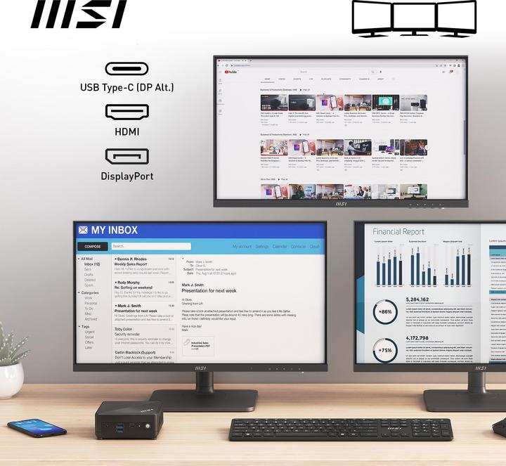 Actual product image MSI Cubi N ADL-007DE (Intel N100, 4 GB, 128 GB, Intel UHD Graphics)