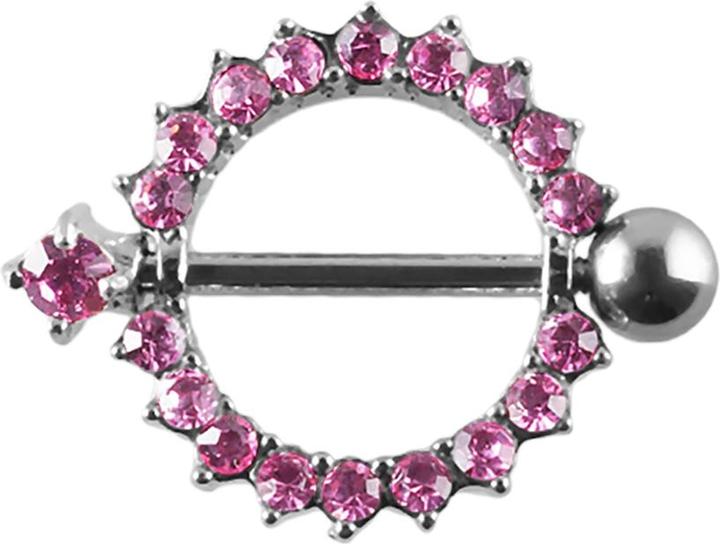 Produktbild Star Piercing Barbell Kristallkranz pink (ohne Messing, Chirurgenstahl 316L)
