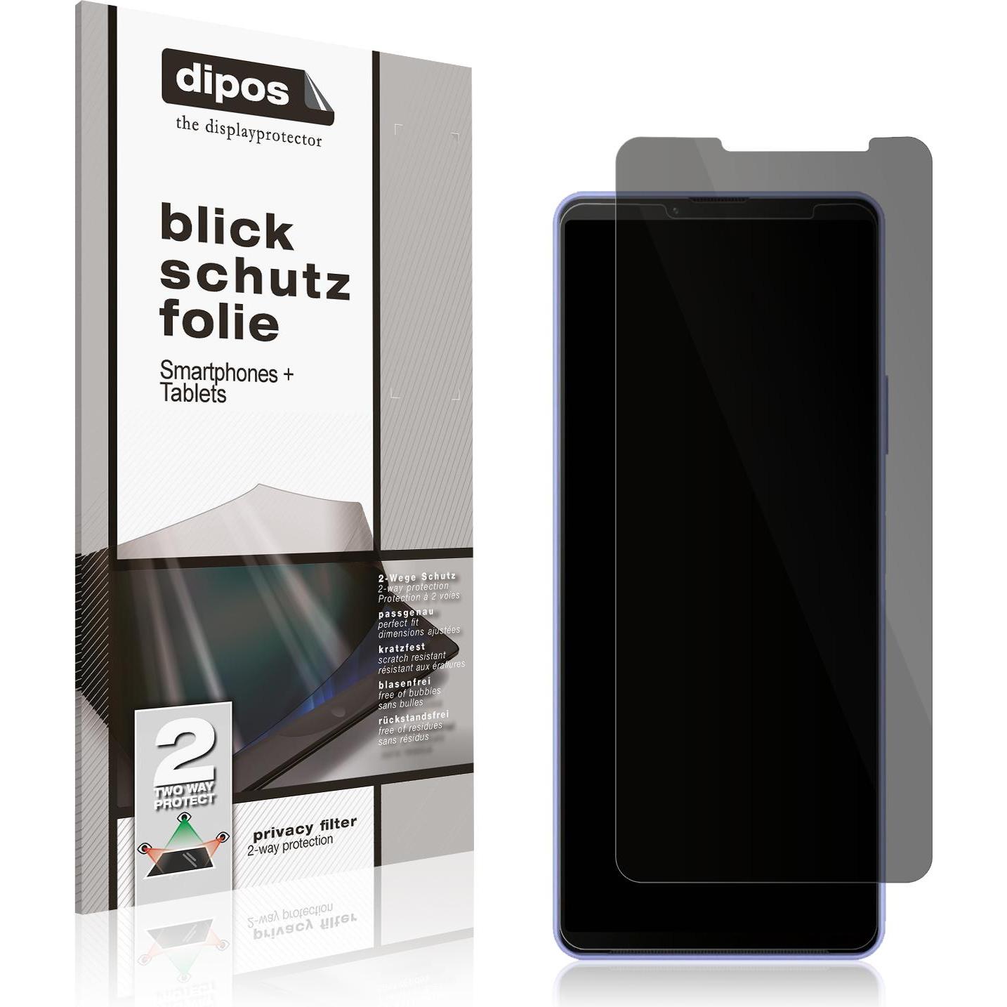 Dipos Blickschutzfolie 2-Way Anti-Shock (1 Stück, Sony Xperia 10 IV), Smartphone Schutzfolie, Transparent