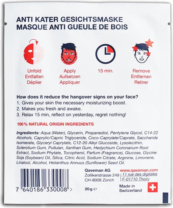 Actual product image Qaveman Care - Hangover Face Mask