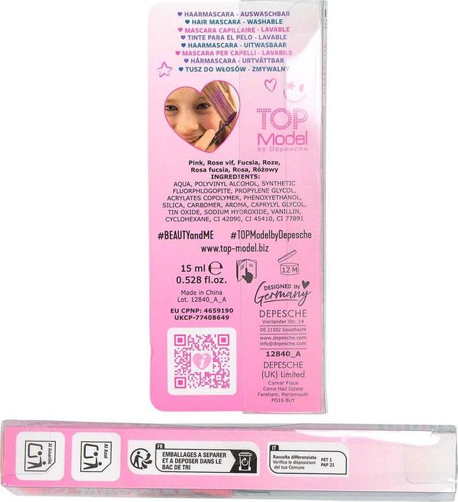 Actual product image Top Model Topmodel - Hair Mascara BEAUTY and ME - 15 ml (Violet, Pink, Blue)