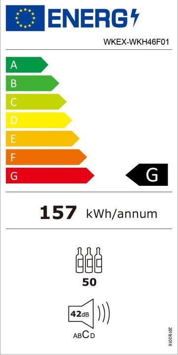 Energie-Label Kibernetik FSP Weinklimaschrank 40 - 46 Flaschen 2 Zonen
