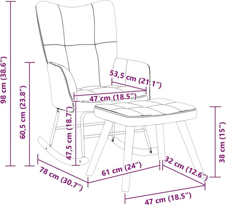 Immagine prodotto vidaXL Schaukelstuhl mit Hocker