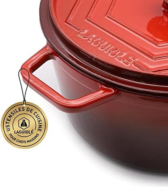 Image du produit Laguiole Cast iron stewpan enameled oval red 31 x 23 cm 57 l (Cocotte + faitout, Fonte)