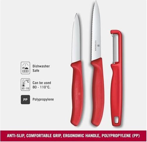 Produktbild Victorinox Gemüsemesser m.I-Sch. rot 3t. (10 cm)