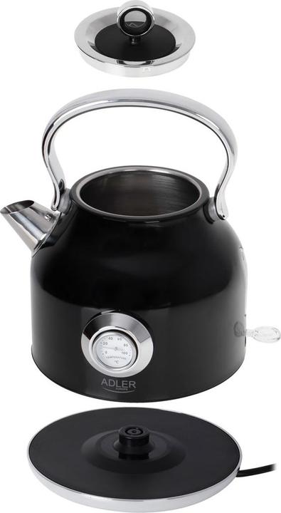 Actual product image Adler AD 1346b Kettle with a Thermomete, Electric, Power 2200 W, Capacity 1.7 L, Black (1.70 l)