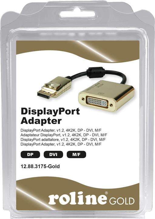 Produktbild Roline DisplayPort - DVI, 4K, gold (DVI, 15 cm)