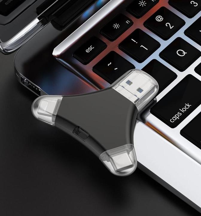 Produktbild PowerGuard 4-in-1 USB-C & Lightning MicroUSB 128GB FlashDrive USB 3.0 OTG Adapter (Lightning, Micro USB, USB-A, USB-C, Micro USB)