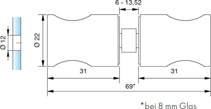 Actual product image Pauli+Sohn Duschgriff rund beidseitig ohne Puffer (Door handle, Door set)