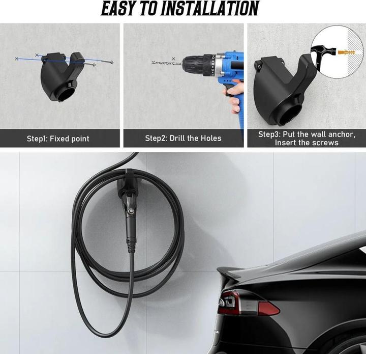 Produktbild iLike Car accessories EV Charge EV2405 Type 2 EV Charging Cable Holder with Plug Dock Wall Bracket
