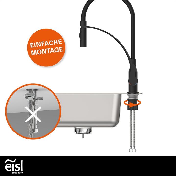 Actual product image Eisl Kitchen tap CARNEO Sink mixer Black matt Black Spray Pull-out Swivelling NI183CARB