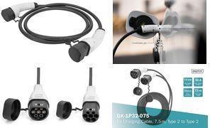 Produktbild Digitus Einphasig 32A - Ladekabel Typ 2 auf Typ 2 (Typ 2, 7.40 kW, 32 A, 7.50 m)