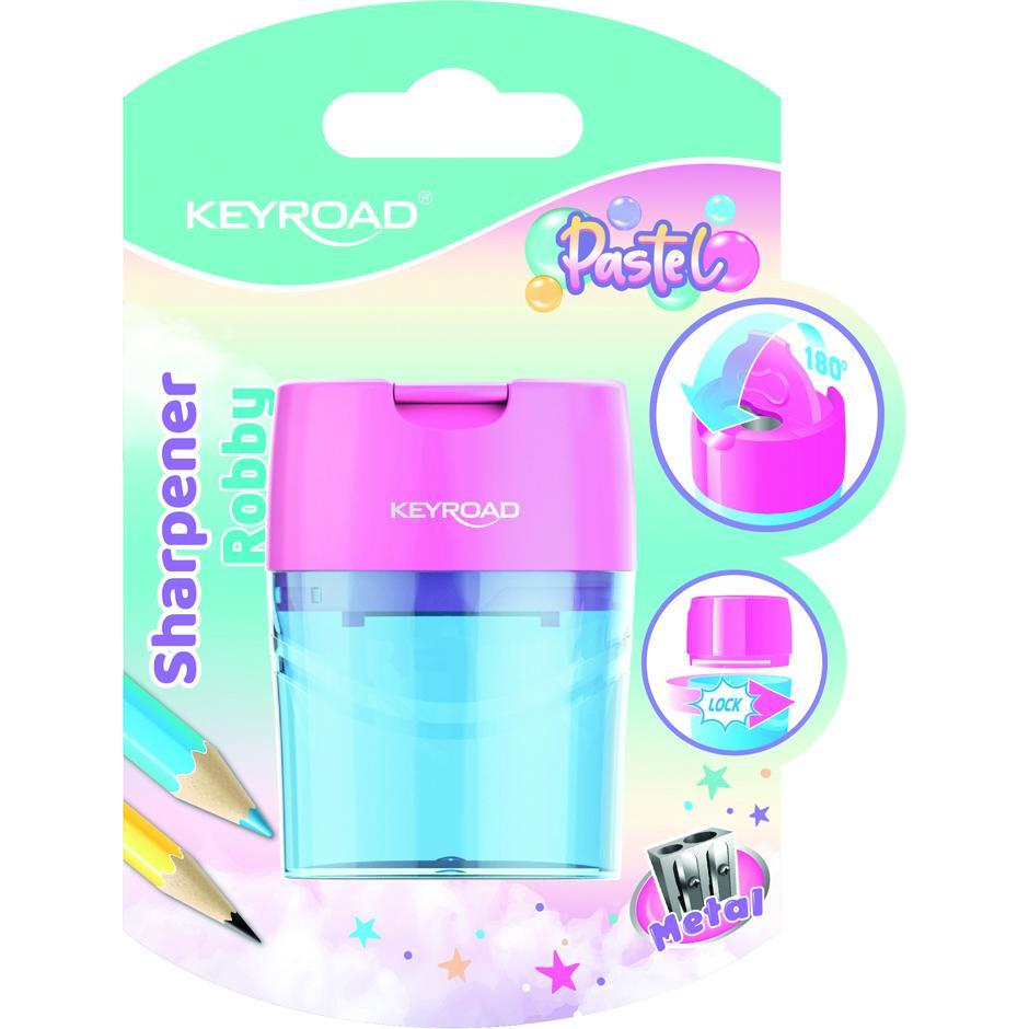 Keyroad, Spitzer, Kunststoffspitzer, pastell, doppelt, mit behälter, blister, farbmischung