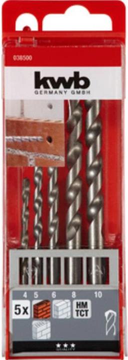 Immagine prodotto kwb Set di trapani per muratura con punta in metallo duro da 5 pezzi (4.0, 5.0, 6.0, 8.0, 10 mm)