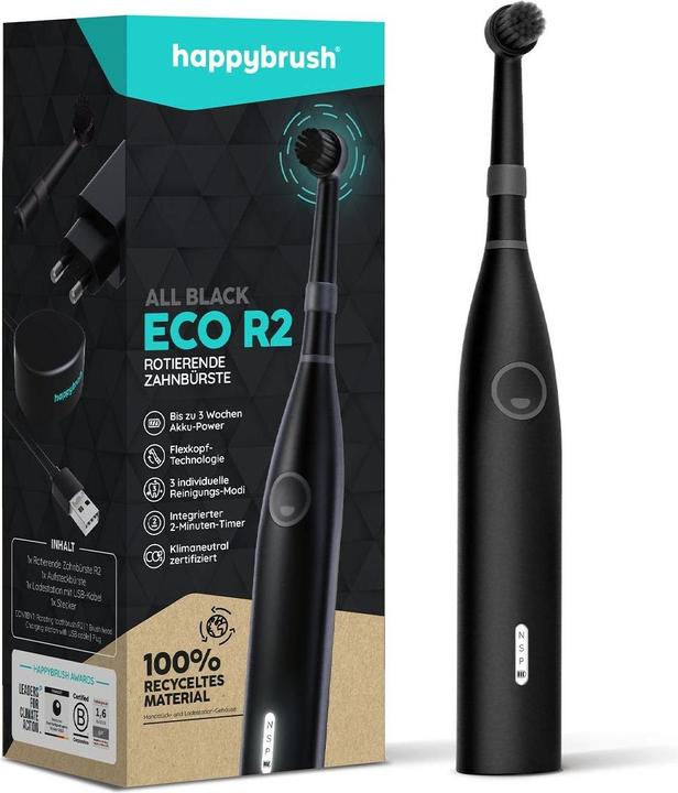 happybrush Rotary toothbrush ECO R2 Black (Oscillating toothbrush)