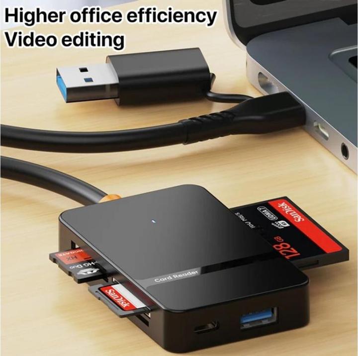 Produktbild PowerGuard 8-in-1 OTG USB-C USB-A to SD, MicroSD, CF, MS Cardreader Photo Adapter (USB-C)