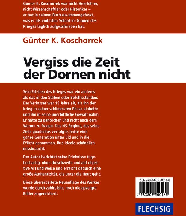 Image du produit Vergiss die Zeit der Dornen nicht (Allemand, Gnter K. Koschorrek, 2019)