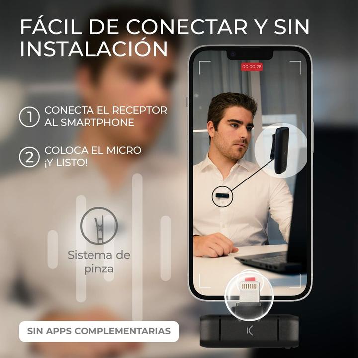 Immagine prodotto KSIX Microfono Wireless Per Smartphone Lightning Nero