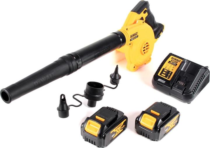 Produktbild DeWalt DCV 100 M2 18 V Akku Gebläse / Laubbläser + 2 x DCB 182 4,0 Ah Akku + DCB 115 Ladegerät (Akkubetrieb, Laubbläser)
