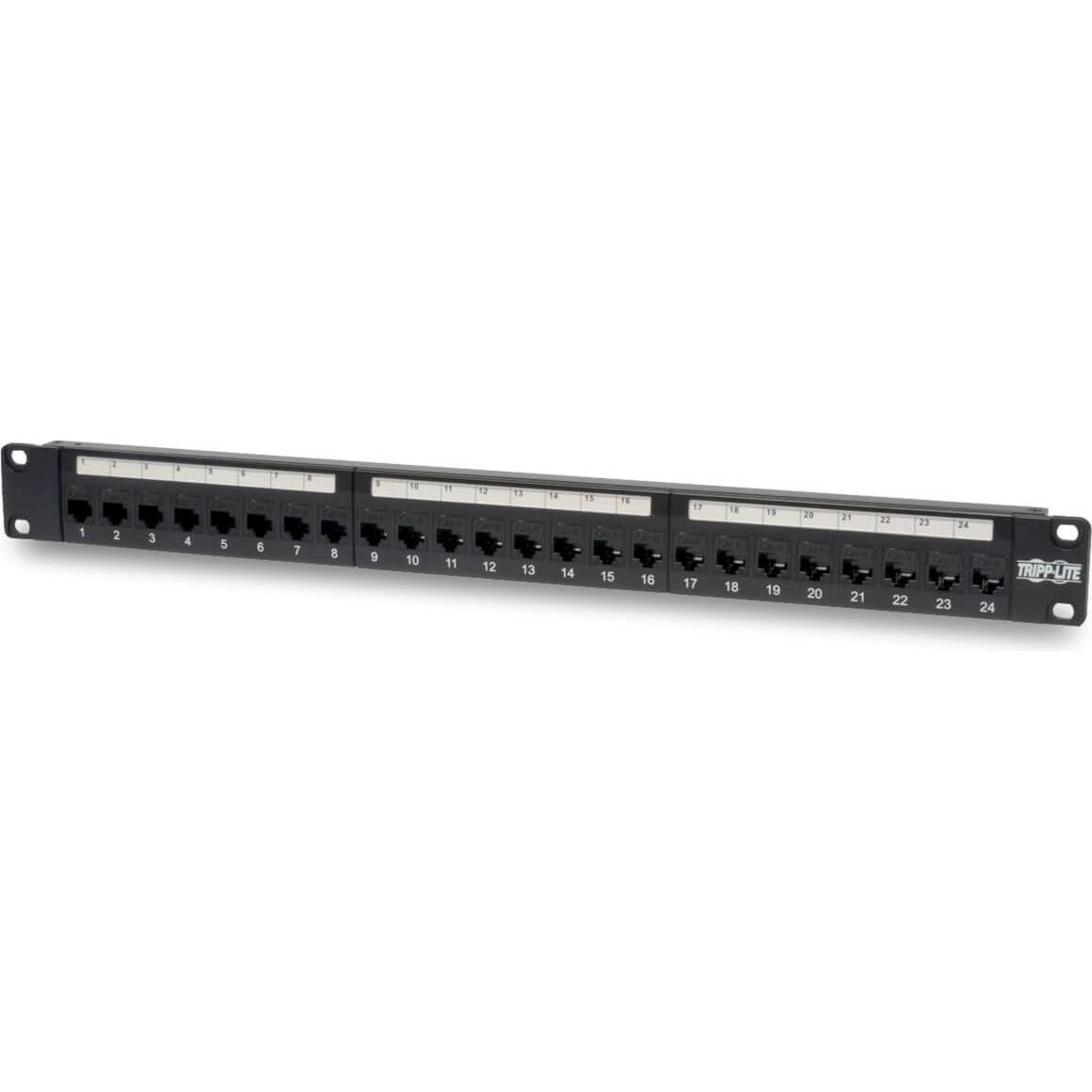 Eaton 24-Port 1U Rack-Mount Cat6/Cat5 Feedthrough Patch Panel RJ45 Ethernet TAA, Server Zubehör, Schwarz
