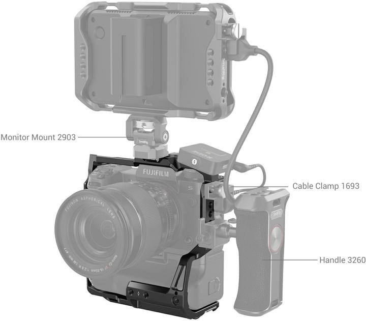 Immagine prodotto SmallRig Gabbia multifunzionale Fujifilm X-H2S con impugnatura per batteria FT-XH/VG-XH 3933 (Gabbietta)