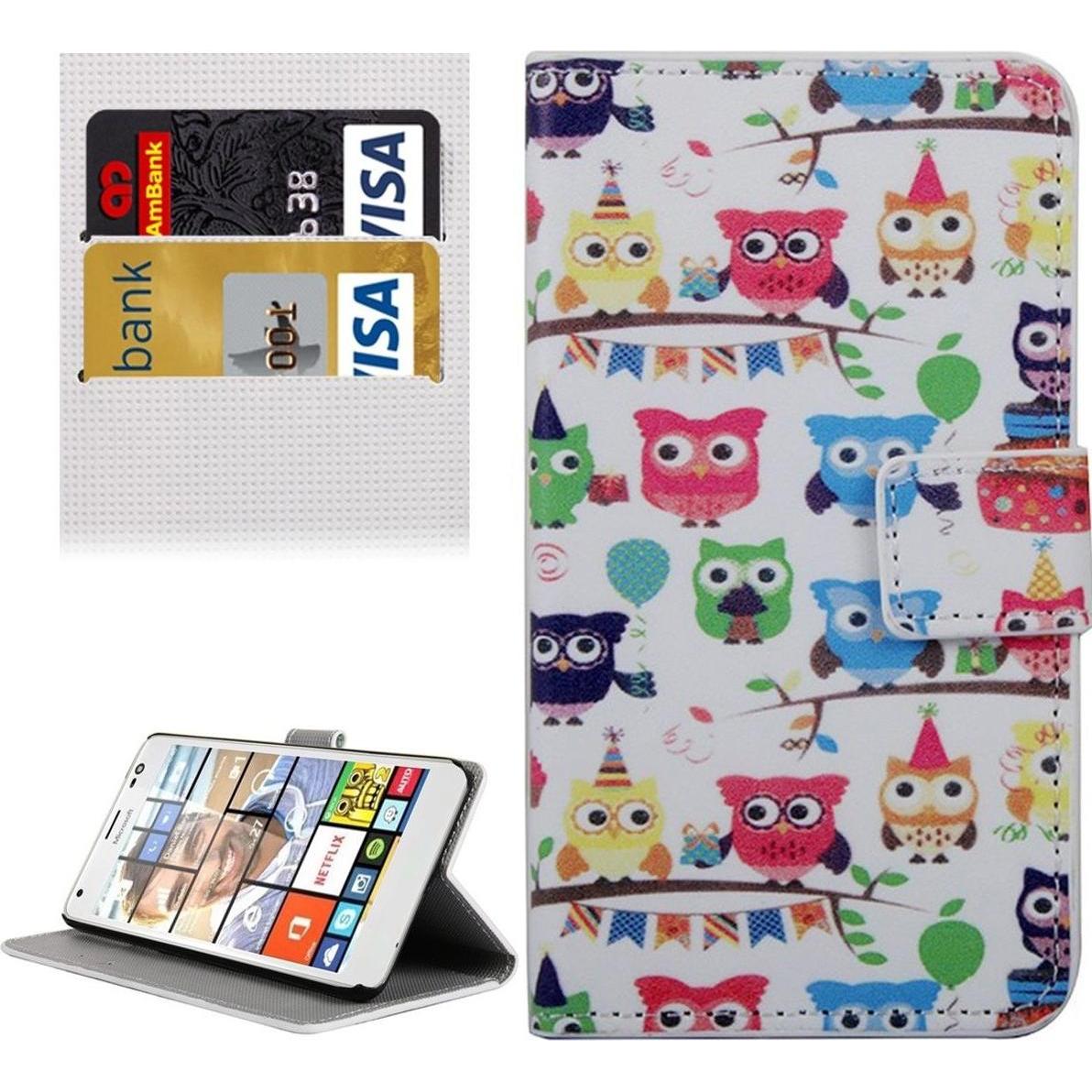 Thumbnail - König Design Handy Hülle Schutz Case Cover Wallet Tasche für Microsoft Lumia 850 Eulen Party (Microsoft Lumia 850), Smar...