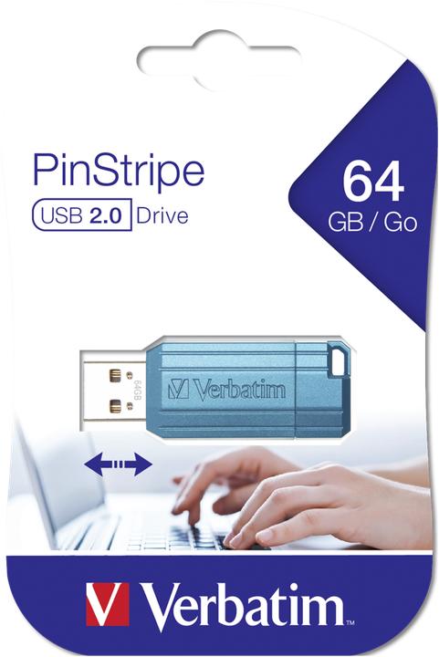 Actual product image Verbatim Store n Go 64GB Pinstripe USB 2.0 caribbean blue (64 GB, USB-A)