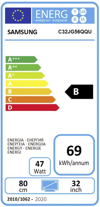 Energie-Label Samsung C32JG56QQU (2560 x 1440 Pixel, 32")