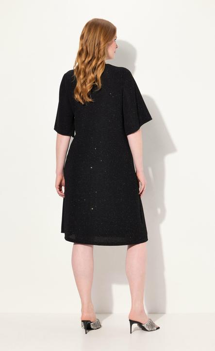 Produktbild Ulla Popken Midikleid, A-Linie, Glitter, V-Ausschnitt, 3/4-Arm (50, 52)