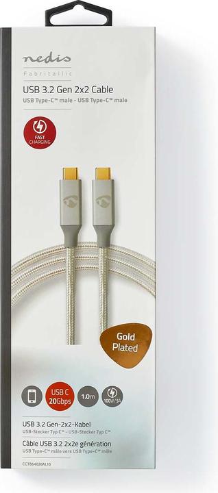 Produktbild Nedis USB-Kabel USB 3.2 Gen 2x2 (1 m, 100 W)