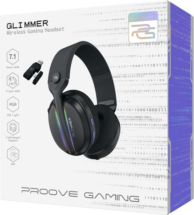 Actual product image Proove Wireless Headset Gaming Glimmer, BT / Wi-FI / Wired, Black (Cable, Wireless)