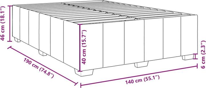 Produktbild vidaXL Bettgestell ohne Matratze Stoff (140 x 190 cm)