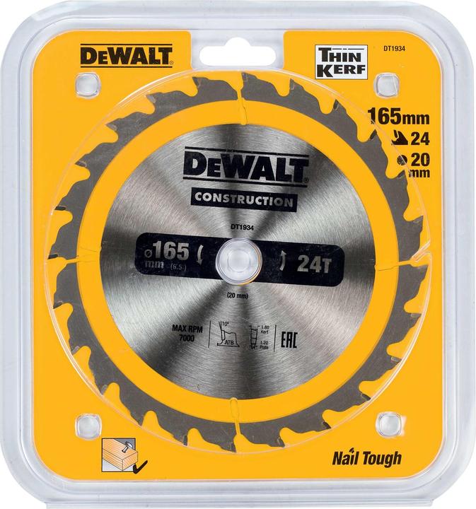 Productafbeelding DeWalt Hardmetalen cirkelzaagblad, Ø 165mm