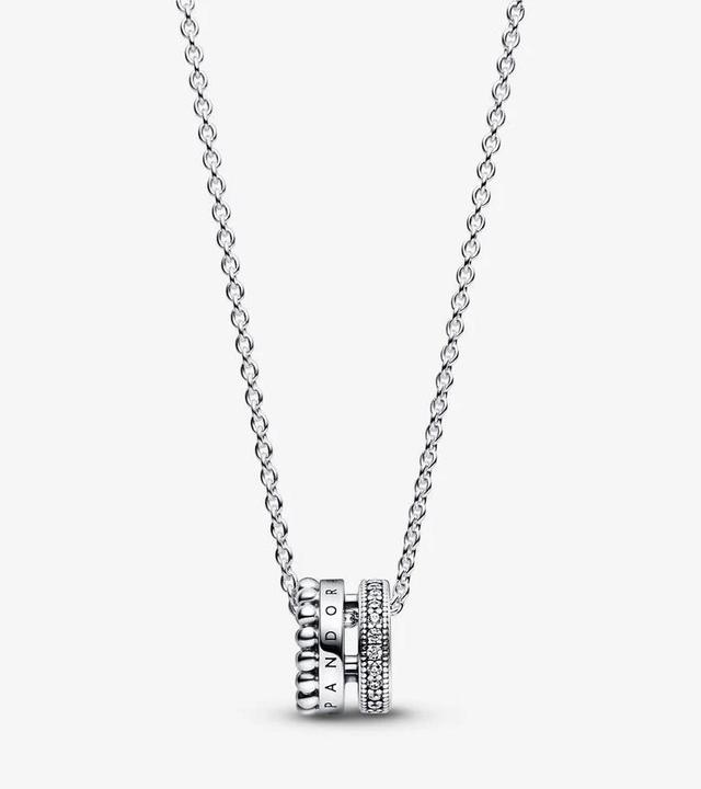 Immagine prodotto Pandora Collana con logo Signature Pavé e perline (Argento 925, 42 - 45 cm)