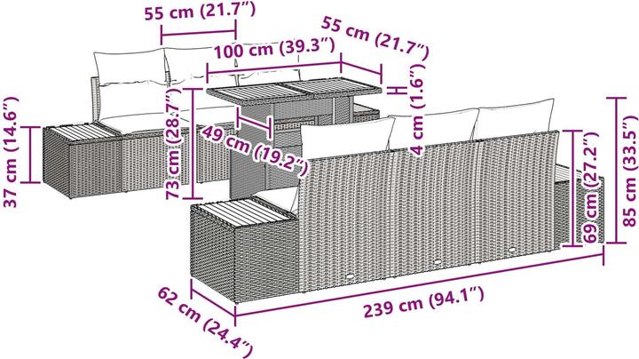 Produktbild vidaXL Garten Essgruppe (100 x 55 x 73 cm)