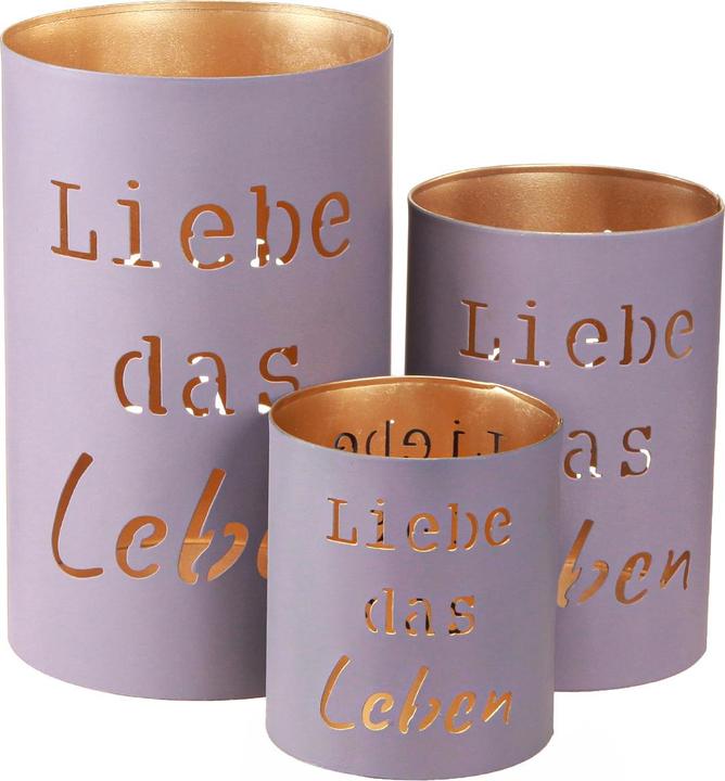 Produktbild Viana Windlichter Set Liebe das Leben im eleganten Gold Design (3 x)