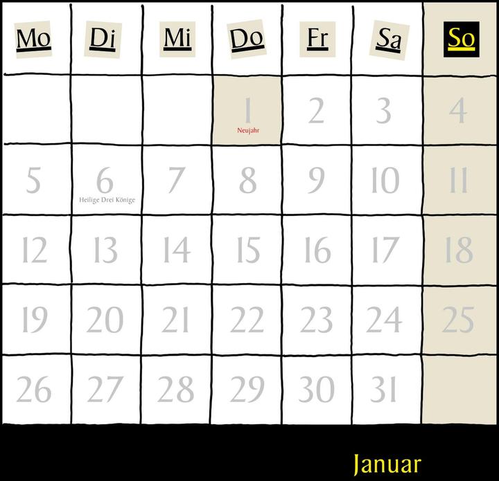 Produktbild Uli Stein Schwarzer Kalender 2026: Monatskalender für die Wand (Harter Einband, Deutsch)