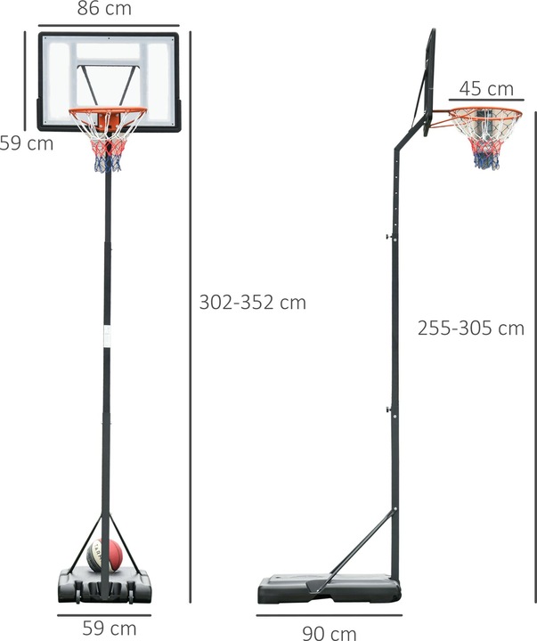 Actual product image Homcom Basketball hoop with 2 wheels
