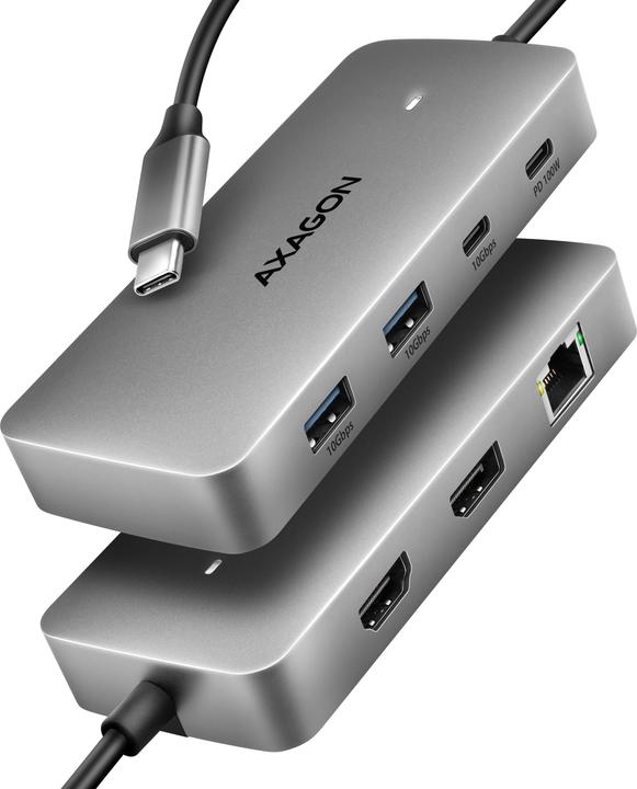 Produktbild Axagon Another product HMC-CUB83X2 USB-C 10Gbps DUAL 4K DISPLAY 7in1 hub (USB-C, 7 Ports)