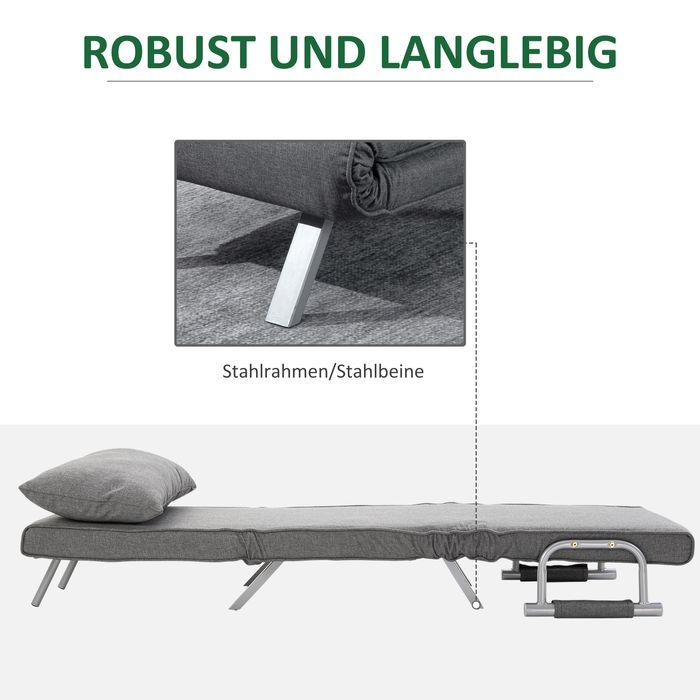Produktbild Swisshandel24 Schlafsofa mit Armlehne 3-in-1 Schlafsessel Gästebett Chaiselongue Multifunktion leinenartiges Polye